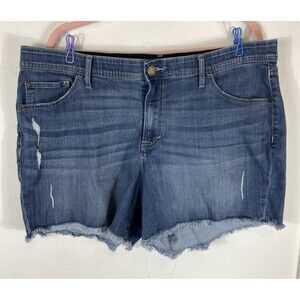 Evri size 18W dark wash distressed frayed denim jean shorts women's plus